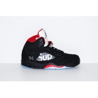 Chaussures Baskets montantes Nike Air Jordan 5 x Supreme Black Fire Red Black Fire Red