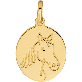 Coeur De Lion Enfant Pendentifs Brillaxis Pendentif médaille ovale tête de cheval or 18 carats Jaune