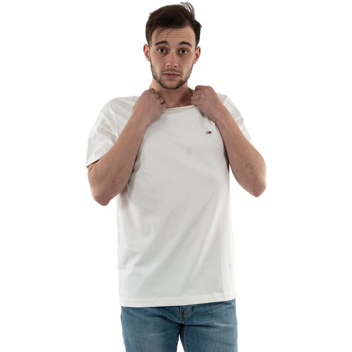 Vêtements Homme T-shirts manches courtes Tommy Jeans dm0dm09598 Blanc