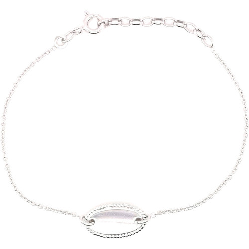 Montres & Bijoux Femme Bracelets Saunier Bracelet  identité argent plaque ovale Blanc