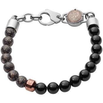 Montres & Bijoux Homme Bracelets Diesel Bracelet en acier et perle de synthèse Noir