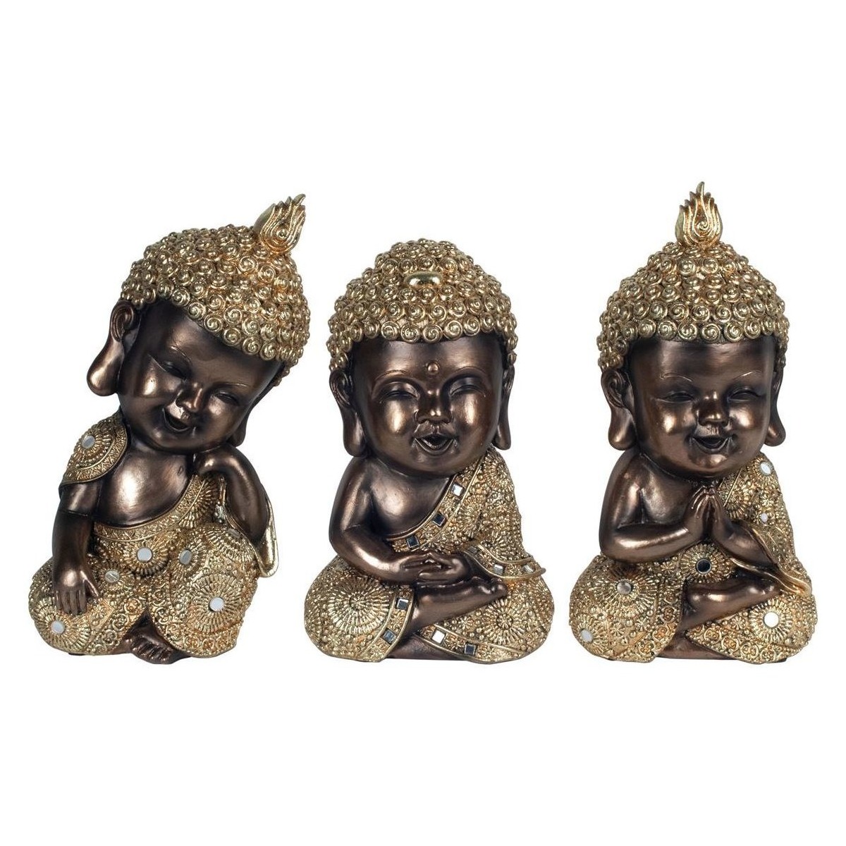 Maison & Déco Statuettes et figurines Signes Grimalt Bouddhas 3 Différents Dorés Noir
