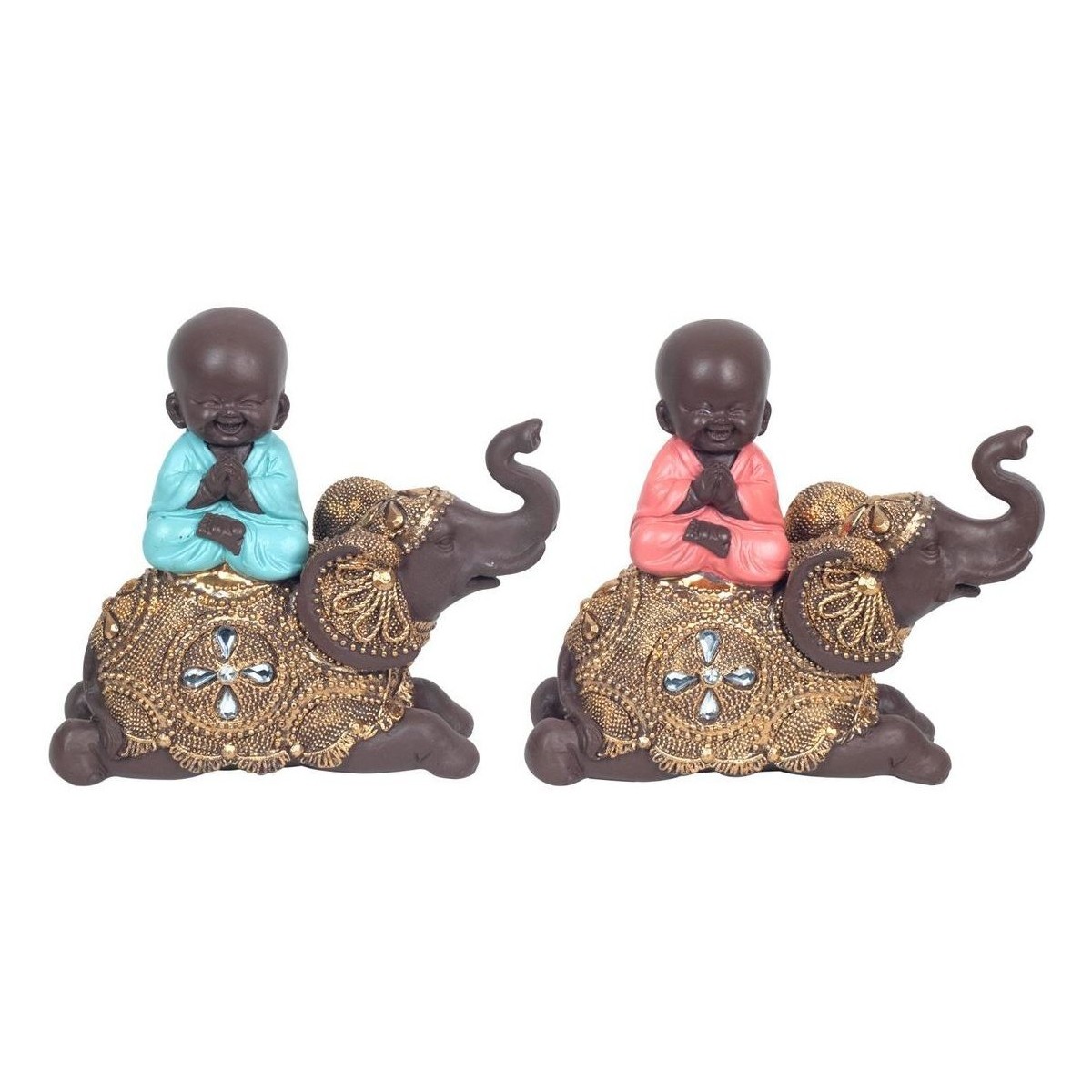 Maison & Déco Statuettes et figurines Signes Grimalt Bouddha Sur Éléphant 2U Multicolore