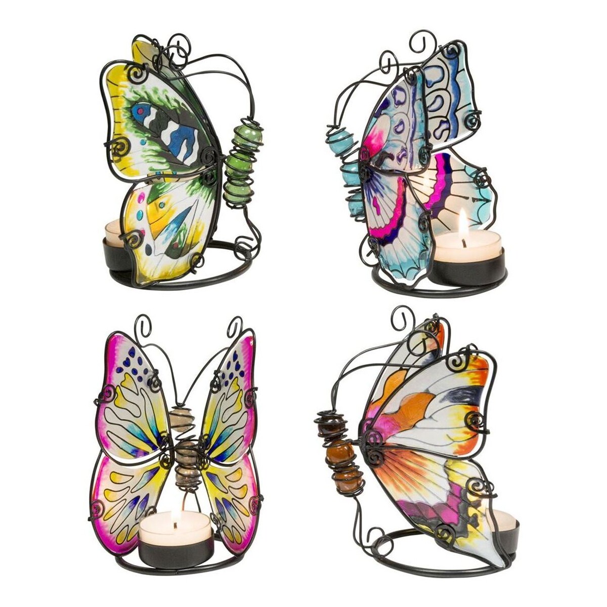 Maison & Déco Bougeoirs / photophores Signes Grimalt Butterfly Set 4 Unités Multicolore