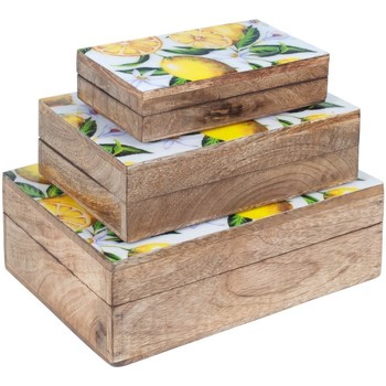 Maison & Déco Paniers / boites et corbeilles Signes Grimalt Set 3 Boîtes De Citrons Marron