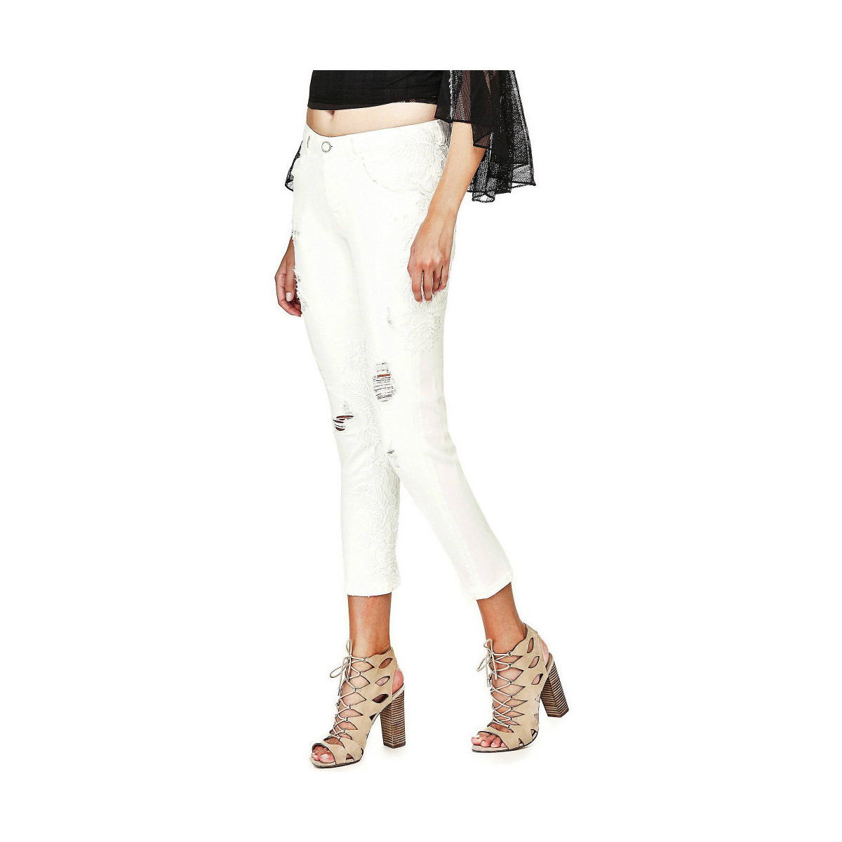 Vêtements Femme Jeans slim Guess Jeans Femme Confort Broderies Blanc Blanc