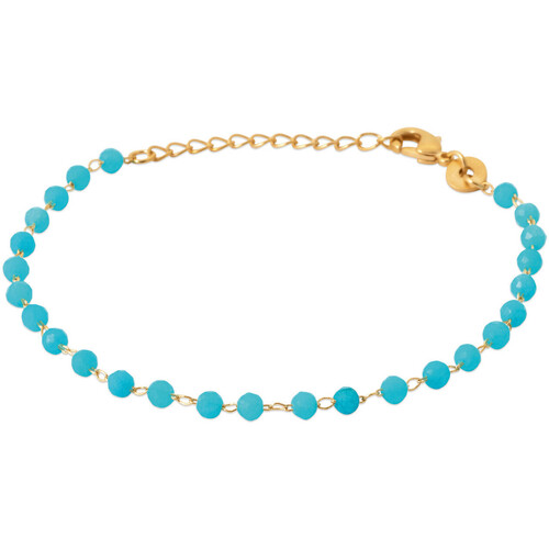 Montres & Bijoux Femme Bracelets Brillaxis Bracelet  doré perles bleu turquoise Jaune