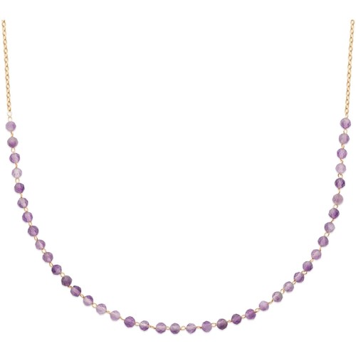 Brillaxis Collier doré perles mauves Jaune - Montres & Bijoux Colliers /  Sautoirs Femme 59,00 €