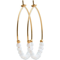 Montres & Bijoux Femme Boucles d'oreilles Brillaxis Créoles  perles blanches 30 mm Jaune