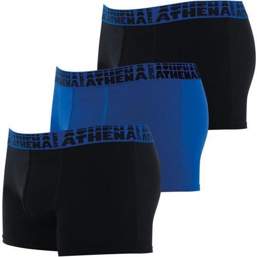 Sous-vêtements Homme Boxers Athena Lot de 3 Boxers Homme Coton EASYSPORT Noir Bleu Noir Noir