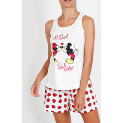 Vêtements Femme Pyjamas / Chemises de nuit Admas Pyjama short débardeur Love Mouse Disney ivoire Ivoire