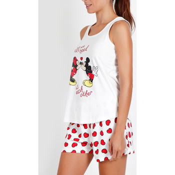 Admas Pyjama short débardeur Love Mouse Disney ivoire Blanc