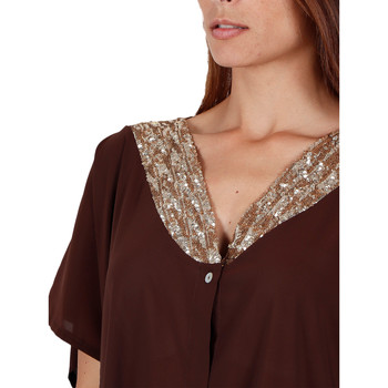 Admas Tunique plage chemise Bright Sequins chocolat Marron