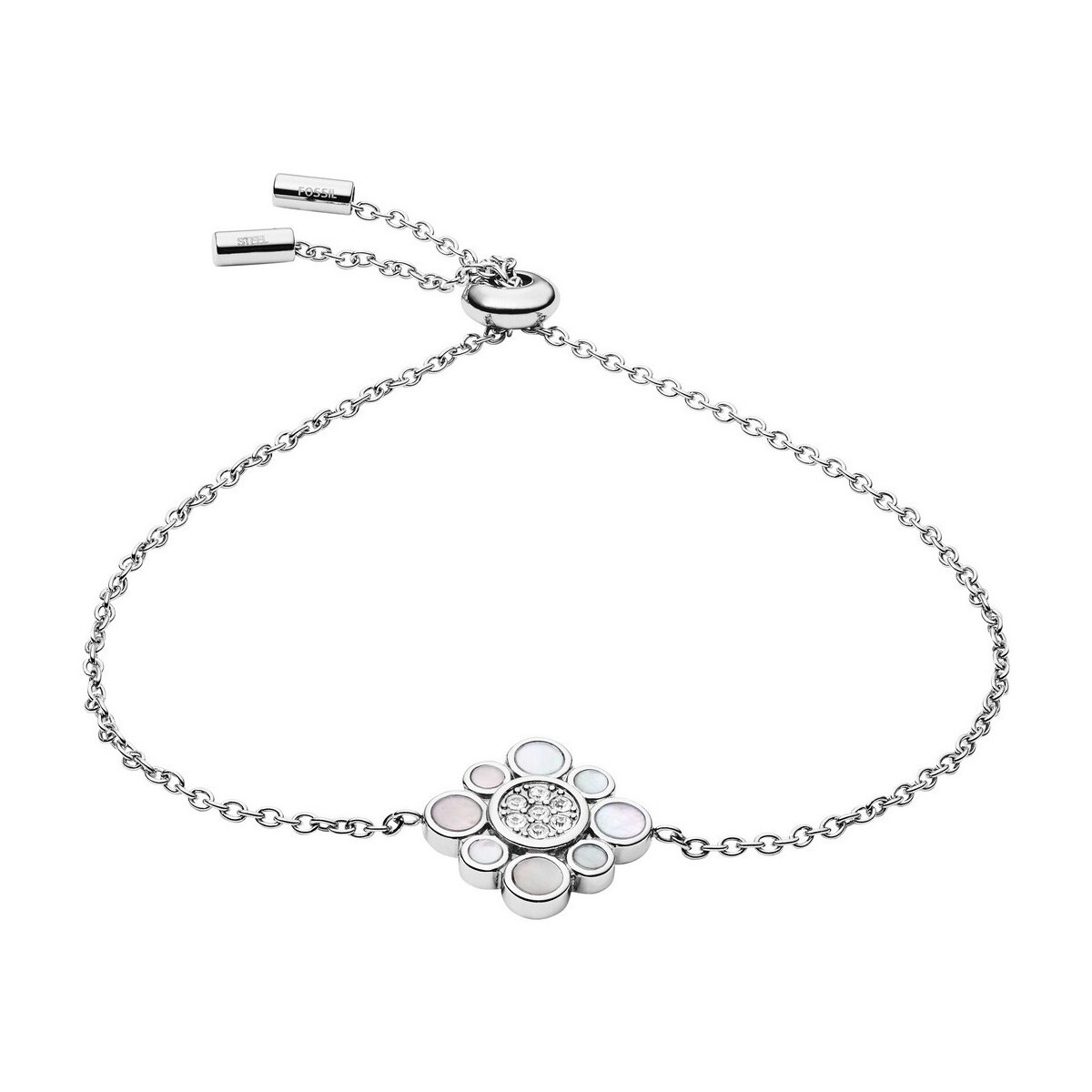 Montres & Bijoux Femme Bracelets Fossil Bracelet en acier et cristal Blanc