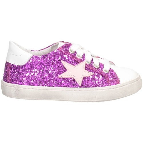 Chaussures Fille Baskets basses Dianetti Made In Italy lc Sandales Enfant Noir BLANC / VIOLET GLIT Blanc