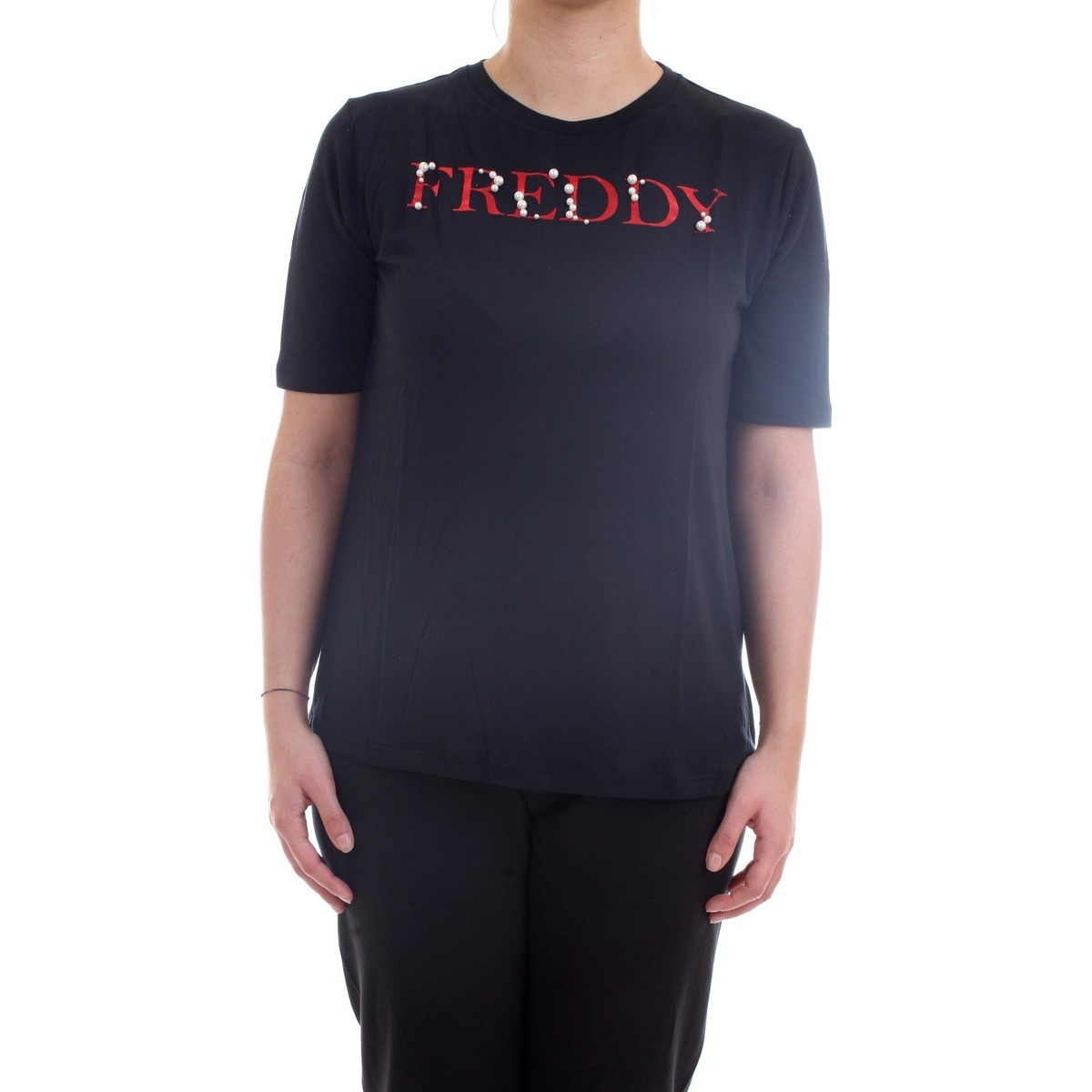 Vêtements Femme T-shirts manches courtes Freddy S1WSLT5 T-Shirt/Polo femme noir Noir