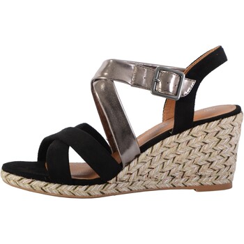 Chaussures Femme Sandales et Nu-pieds The Divine Factory Sandale Compensée QL4353 Noir