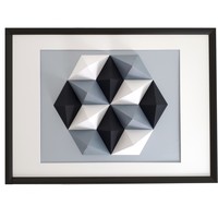 Maison & Déco Tableaux / toiles Polygone Origami Hexagone Noir Blanc Gris