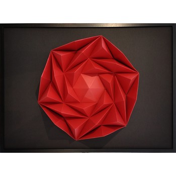 Maison & Déco Tableaux / toiles Polygone Origami Rose des Sables Rouge et noir