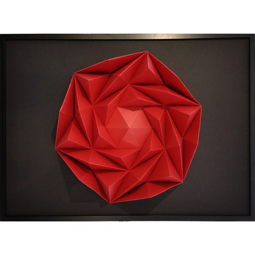 Maison & Déco Tableaux / toiles Polygone Origami Rose des Sables Rouge et noir
