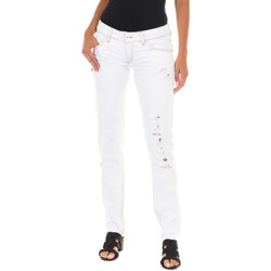 Vêtements Femme Jeans flare / larges Met Pantalon Denim Long Blanc