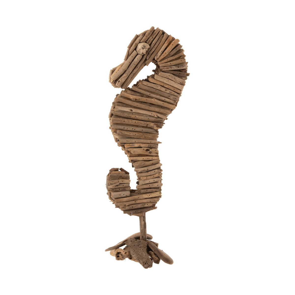 Maison & Déco Statuettes et figurines Jolipa Figurine Hippocampe en bois flotté Beige