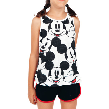 Vêtements Fille Pyjamas / Chemises de nuit Admas Pyjama fille short débardeur Mickey Heads Disney blanc Blanc