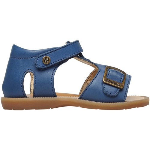 Chaussures Garçon Linge de maison Naturino Sandales en cuir à scratch QUARZO Bleu