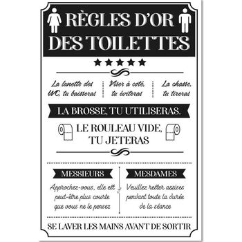 Maison & Déco Tableaux / toiles Cadoons Cadre en toile Règles des toilettes 2 Blanc