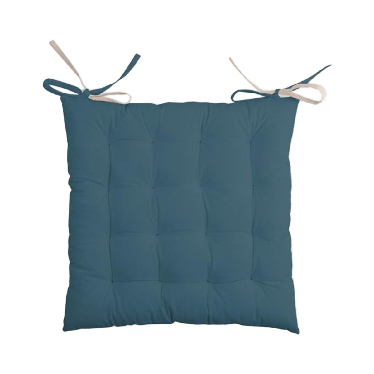 Maison & Déco Galettes de chaise Stof Coussin de chaise - 2 faces Pétrole et Lin 40 cm Bleu