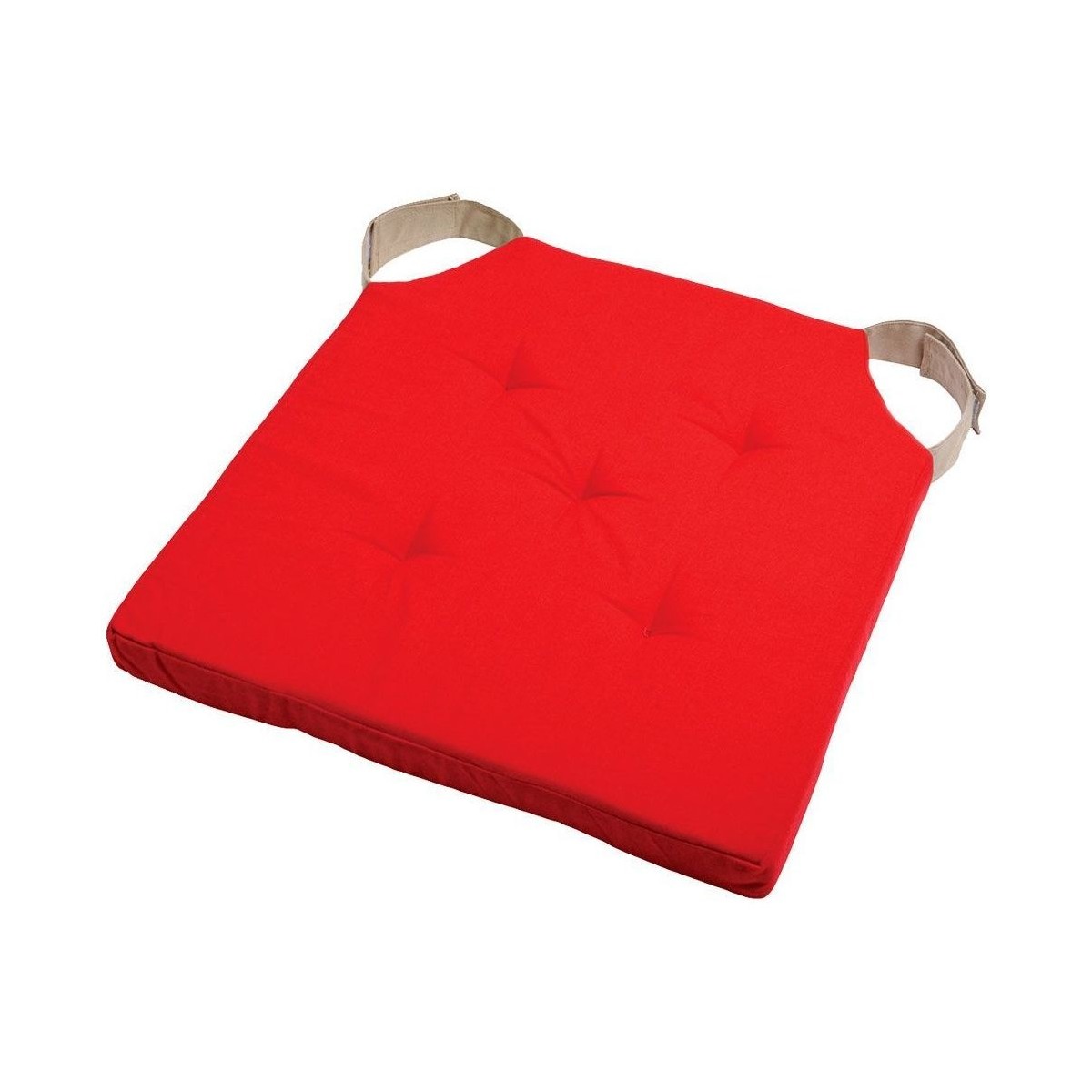 Maison & Déco Galettes de chaise Stof Coussin de chaise réversible rouge et lin en coton 38 x 38 cm Rouge