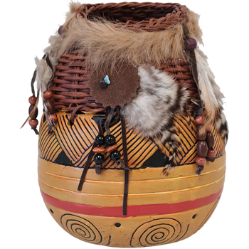 Maison & Déco Vases / caches pots d'intérieur Cadoons Vase déco d'inspiration amérindienne 21 cm Orange