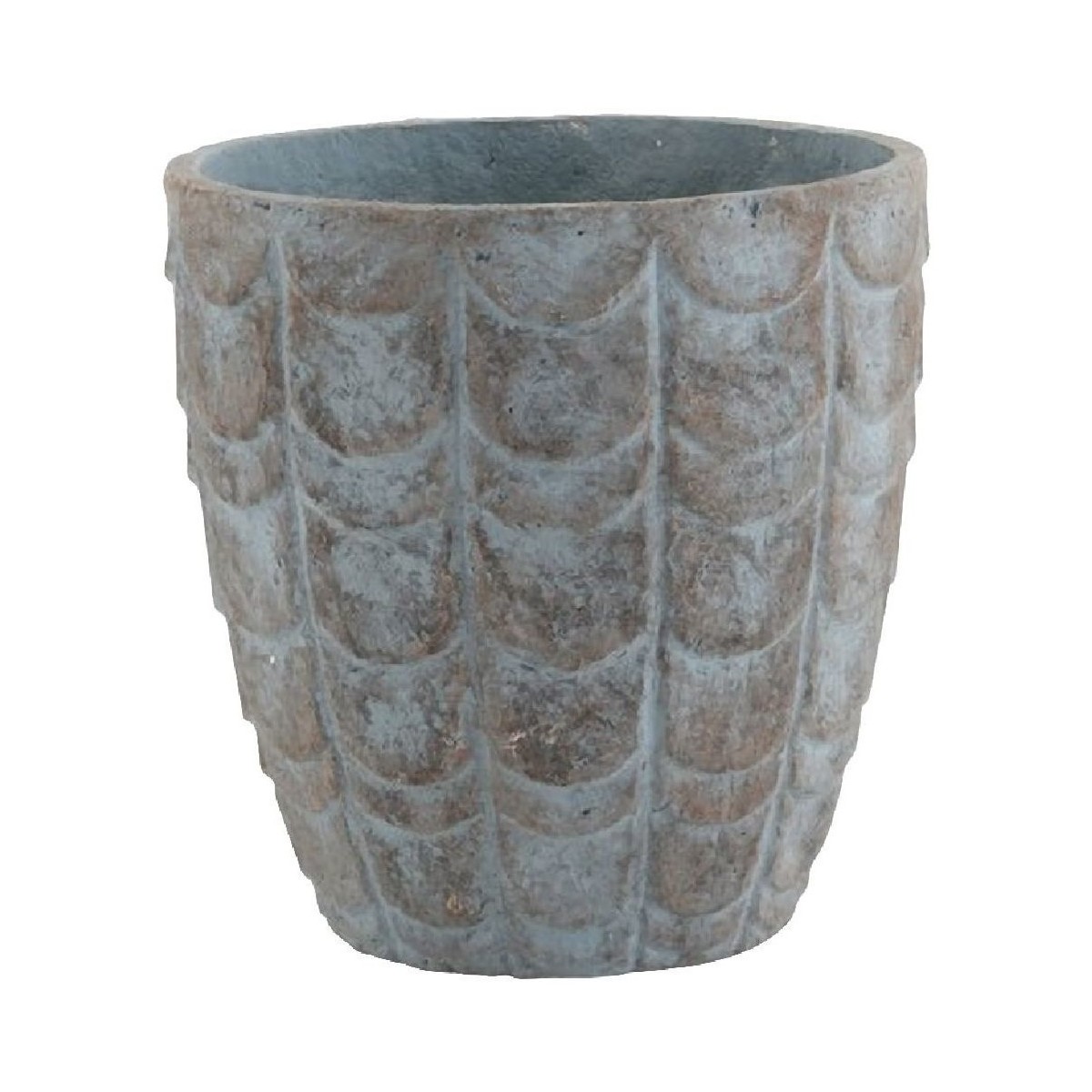 Maison & Déco Vases / caches pots d'intérieur Jolipa Cache Pot de Fleur reliefs écailles céramique Bleu