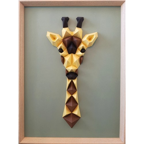 Maison & Déco Tableaux / toiles Polygone Origami Girafe Jaune Marron Vert