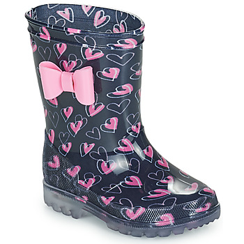 Chaussures Fille Bottes de pluie Be Only LOVANA FLASH Rose / Marine