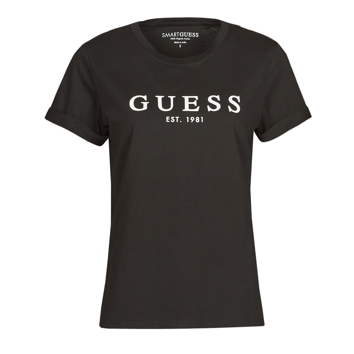 Vêtements Femme T-shirts manches courtes Guess ES SS GUESS 1981 ROLL gbg TEE Noir