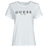 Vêtements Femme T-shirts manches courtes Guess ES SS GUESS 1981 ROLL CUFF TEE Blanc