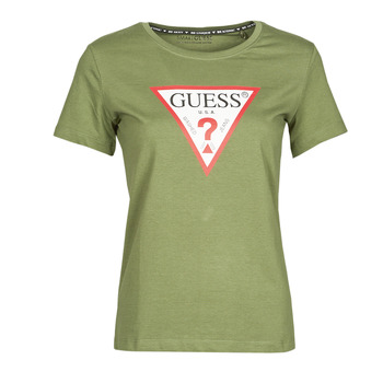 Vêtements Femme T-shirts manches courtes Guess SS CN ORIGINAL TEE Kaki