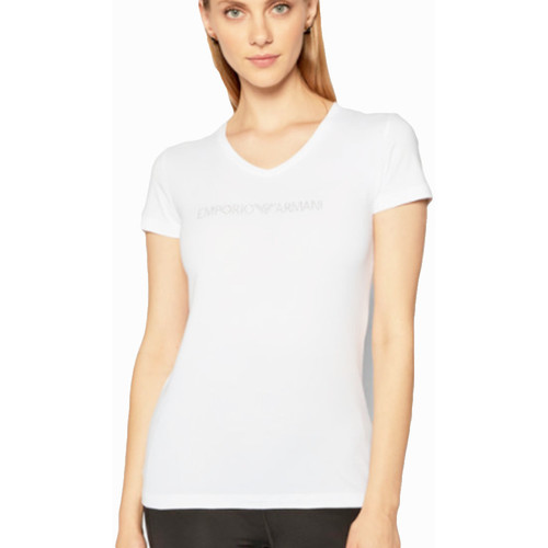 Emporio Armani Star logo Blanc - Livraison Gratuite | Spartoo ! - Vêtements  T-shirts manches courtes Femme 34,65 €