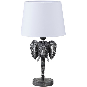 Maison & Déco Ecrivez votre texte ici Imori Lampe de table Argent et blanche Tête d'Éléphant 45 cm Argenté