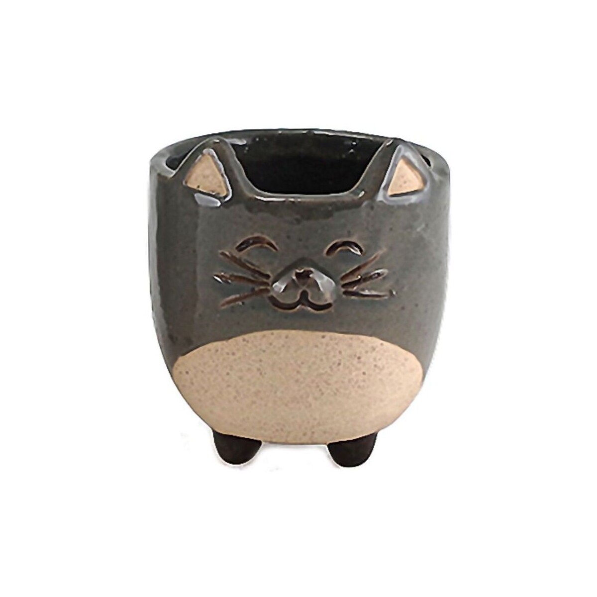Maison & Déco Vases / caches pots d'intérieur Faye Petit cache pot chat gris 10 cm Gris