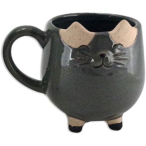 Sélection homme à moins de 70 Vases / caches pots d'intérieur Faye Petit cache pot chat gris en forme de tasse 12 cm Gris