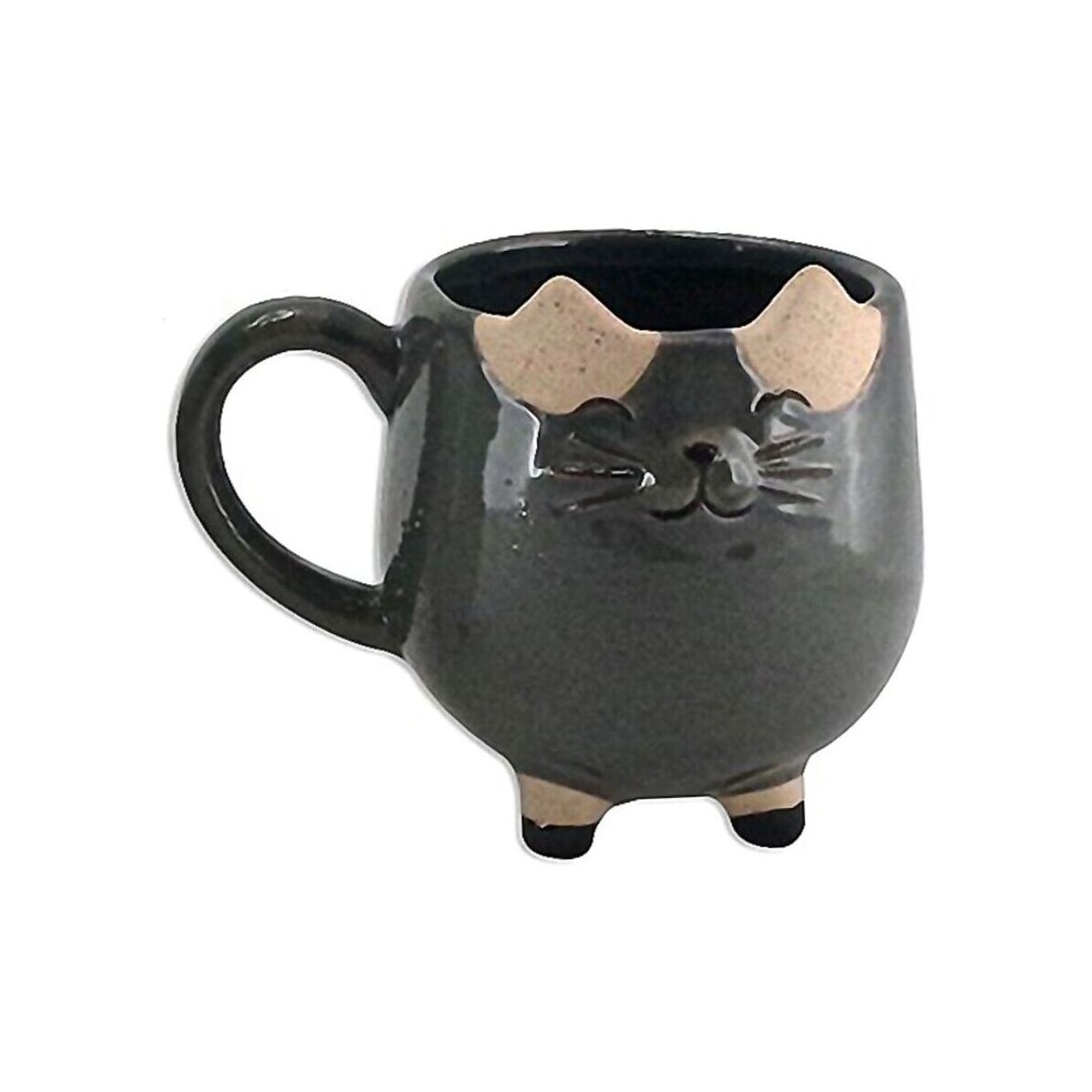 Maison & Déco Vases / caches pots d'intérieur Faye Petit cache pot chat gris en forme de tasse 12 cm Gris