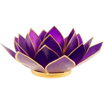 Must-have de la rentrée Bougeoirs / photophores Phoenix Import Porte bougie fleur de lotus violet et argent Violet