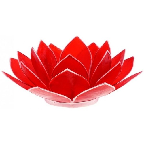 Maison & Déco Bougie Teintée Dans La Masse Phoenix Import Porte Bougie Fleur de Lotus rouge et argent 1er chakra Rouge
