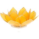 Porte Bougie Fleur de Lotus jaune et argent 3 ème chakra