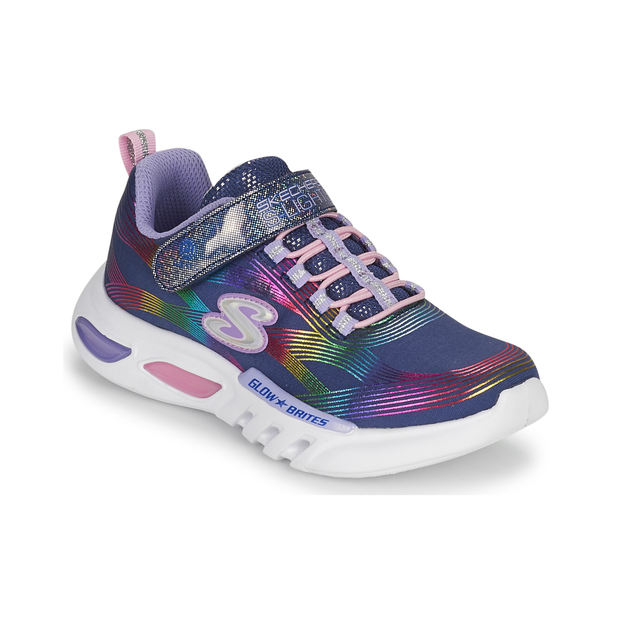 Chaussures Fille these Skechers® On GLOW-BRITES Marine / LED