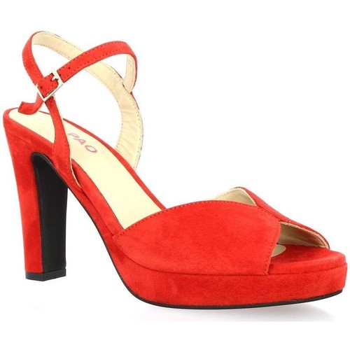 Chaussures Femme Mules / Sabots Vidi Studio Nu pieds cuir velours Rouge