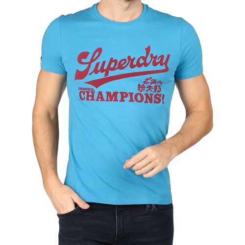 Homme Superdry 164452 Bleu - Vêtements T-shirts manches courtes Homme 34 