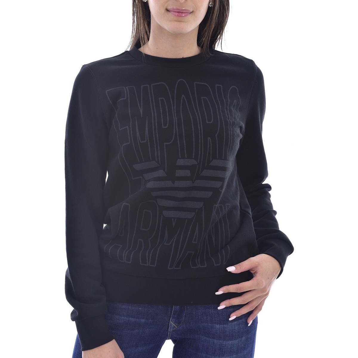 Femme Vêtements Articles de sport et dentraînement Sweats Sweat-shirt Coton Emporio Armani en coloris Noir 